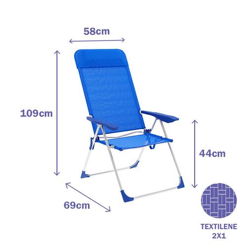 Polstrede Campingstol Marbueno Blå 69 x 109 x 58 cm