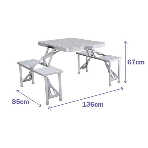 Picnic bord Marbueno Aluminium Grå 136 x 67 x 85 cm