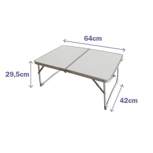 Marbueno sammenklappeligt campingbord - hvid, 64 × 29,5 × 42 cm, aluminium