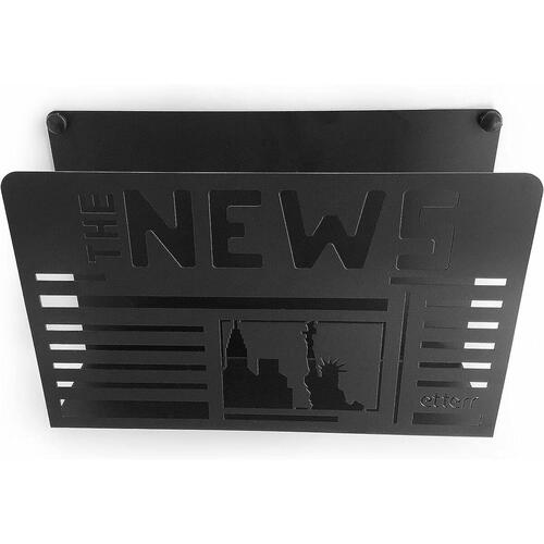 Tidsskriftholder Etterr The news Væg Sort 30 x 20 x 10 cm