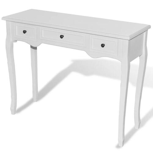 Konsolbord med tre skuffer hvid