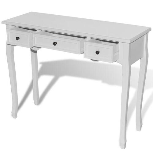 Konsolbord med tre skuffer hvid