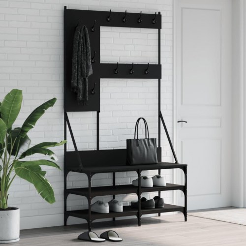 Tøjstativ med skoopbevaring 100×40×184 cm - sort
