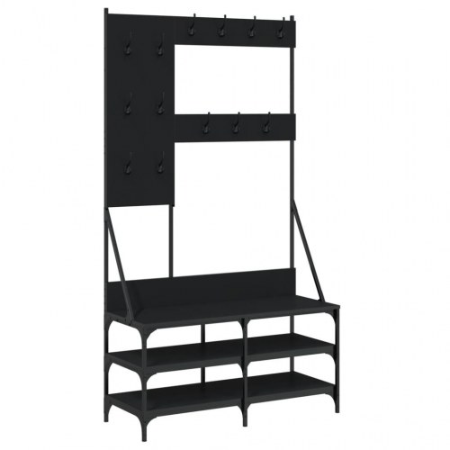 Tøjstativ med skoopbevaring 100×40×184 cm - sort