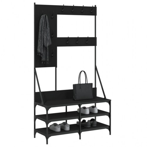 Tøjstativ med skoopbevaring 100×40×184 cm - sort