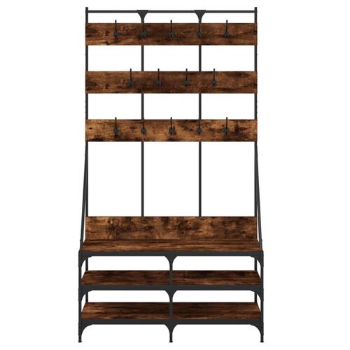 Tøjstativ med skoopbevaring 100x40x184 cm røget egetræsfarve