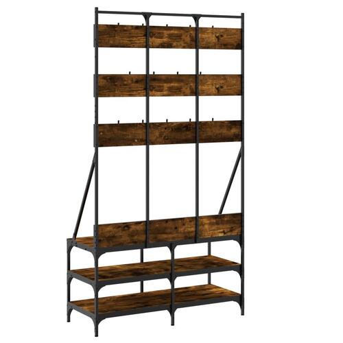 Tøjstativ med skoopbevaring 100x40x184 cm røget egetræsfarve