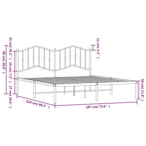 Sengeramme med sengegavl 183 x 213 cm - sort
