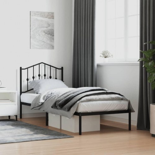 Sengeramme med sengegavl 90x200 cm metal sort