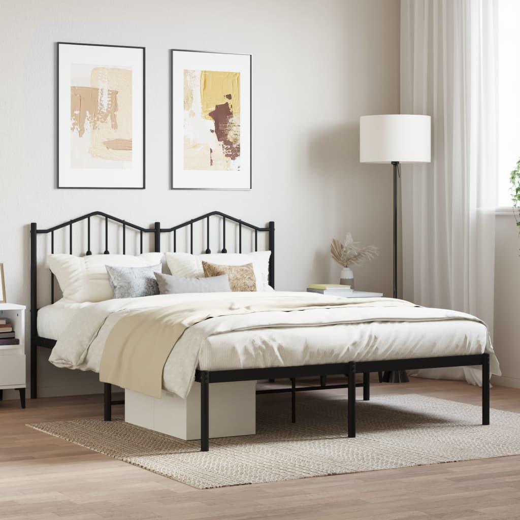 Sengeramme med sengegavl 140x190 cm metal sort