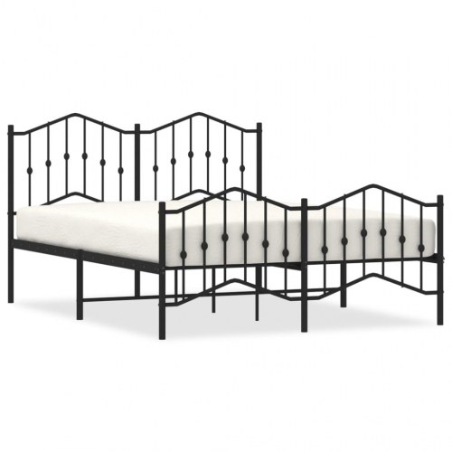 Sengeramme i metal med sengegavl og fodgærde 135 x 190 cm - sort