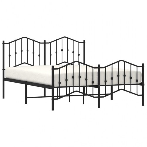 Sengeramme i metal med sengegavl og fodgærde 135 x 190 cm - sort