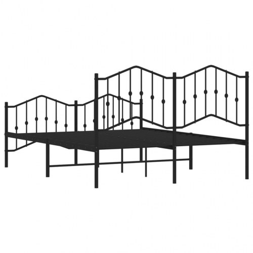 Sengeramme i metal med sengegavl og fodgærde 135 x 190 cm - sort