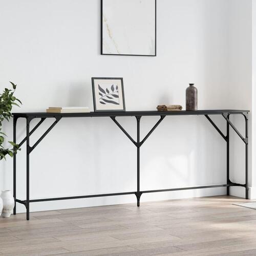 Konsolbord 200x29x75 cm konstrueret træ sort
