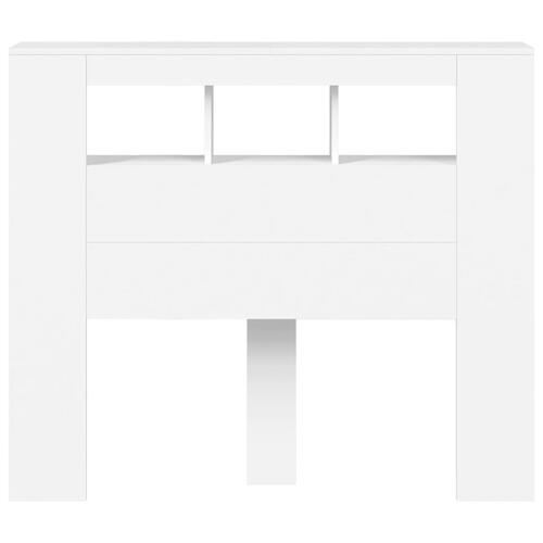 Sengegavl med LED-lys 120x18,5x103,5 cm konstrueret træ hvid