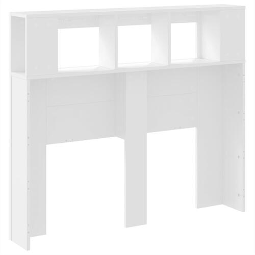 Sengegavl med LED-lys 120x18,5x103,5 cm konstrueret træ hvid