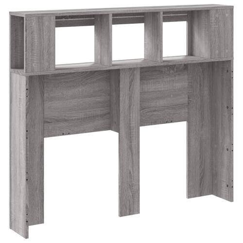 Sengegavl 120x18,5x103,5 cm LED-lys konstrueret træ grå sonoma