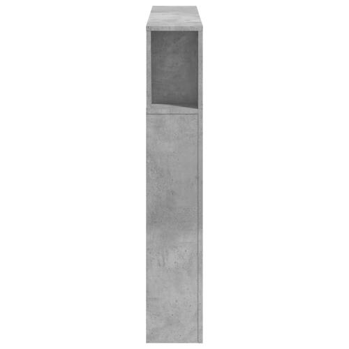 Sengegavl m. LED-lys 120x18,5x103,5 cm konstrueret træ betongrå