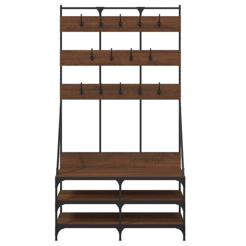 Tøjstativ med skoopbevaring 100x40x184 cm brun egetræsfarve