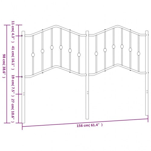 Sengegavl i stål 150 cm - sort