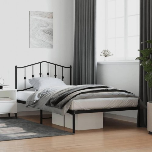 Sengeramme med sengegavl 100x200 cm metal sort