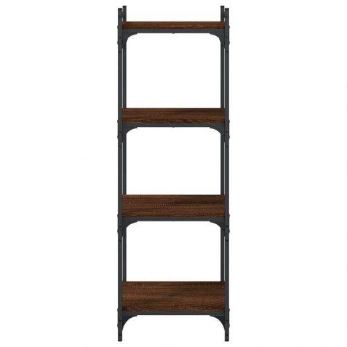Bogreol med 4 hylder 40 x 30 x 120 cm - brun egetræ