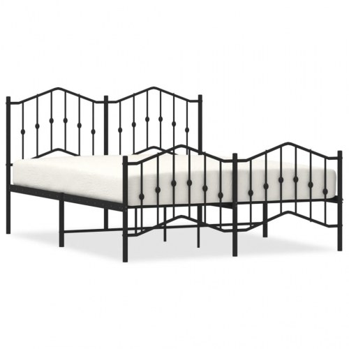 Sengeramme med gavl og fodgærde 150×200 cm - metal, sort