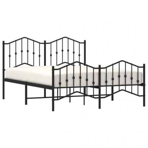 Sengeramme med gavl og fodgærde 150×200 cm - metal, sort