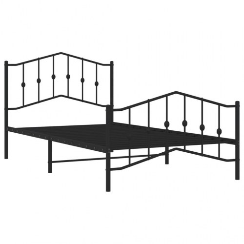 Sengeramme med sengegavl og fodgærde 100x200 cm - metal, sort