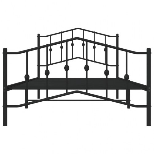 Sengeramme med sengegavl og fodgærde 100x200 cm - metal, sort