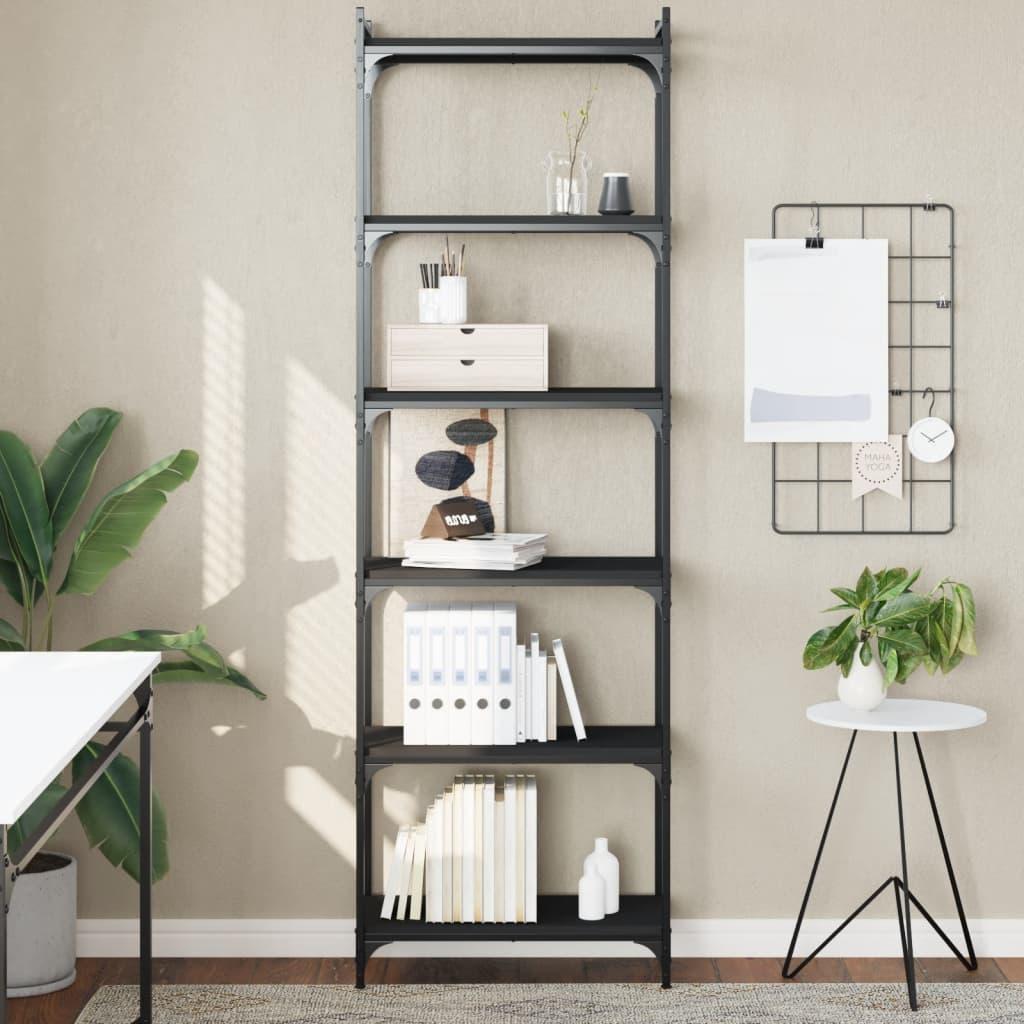 Bogreol Med 5 Hylder 60X30X Konstrueret Træ Sort - 60 cm / 188 cm