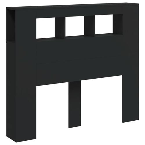 Sengegavl med LED-lys 120x18,5x103,5 cm konstrueret træ sort