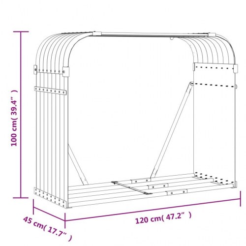Brændestativ 120×45×100 cm i galvaniseret stål - grøn