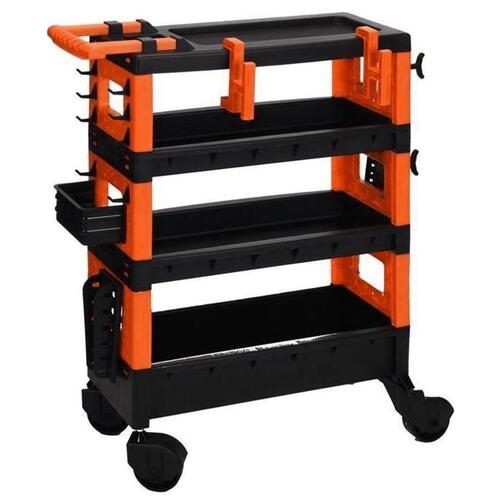 FX-Tools værktøjsvogn 4 hylder sort og orange