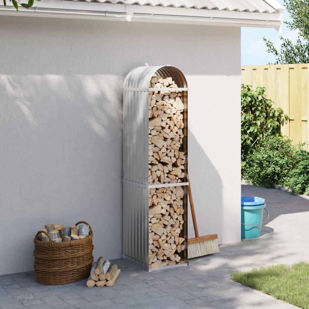 Brændestativ 40x45x170 cm galvaniseret stål lysegrå billede