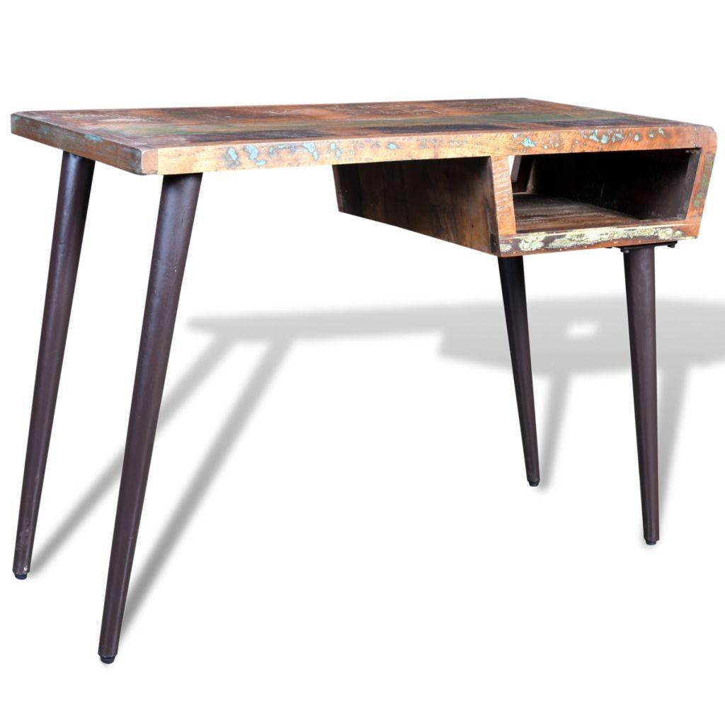 Skrivebord med jernben genanvendt træ