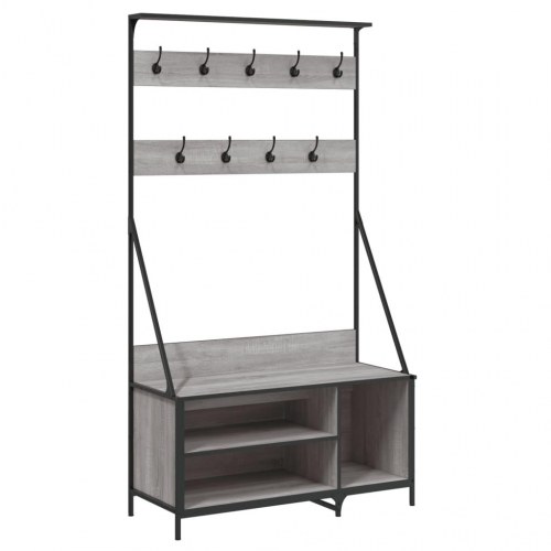 Tøjstativ med skoopbevaring 100×41×184 cm - grå sonoma-eg