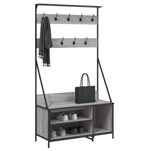 Tøjstativ med skoopbevaring 100×41×184 cm - grå sonoma-eg