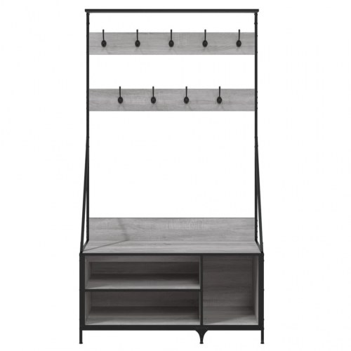 Tøjstativ med skoopbevaring 100×41×184 cm - grå sonoma-eg