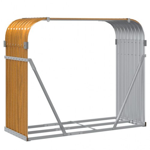Brændestativ 120×45×100 cm i galvaniseret stål med trælook