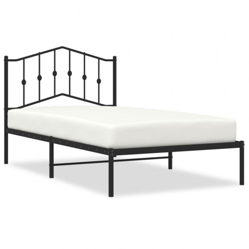 Sengeramme med sengegavl 100×190 cm - metal, sort