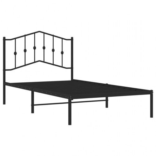 Sengeramme med sengegavl 100×190 cm - metal, sort