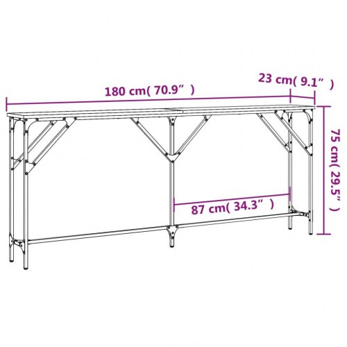 Konsolbord 180 x 23 x 75 cm - røget egetræ