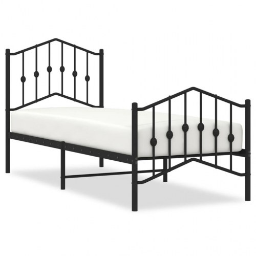 Sengeramme med gavl og fodgærde 75×190 cm - metal, sort