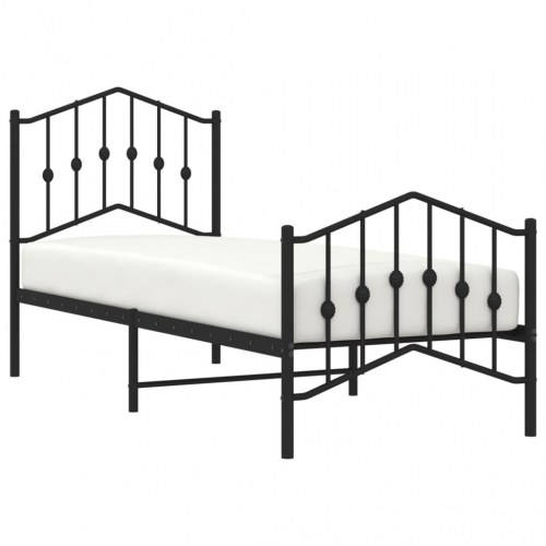 Sengeramme med gavl og fodgærde 75×190 cm - metal, sort