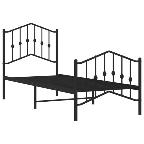 Sengeramme med gavl og fodgærde 75×190 cm - metal, sort