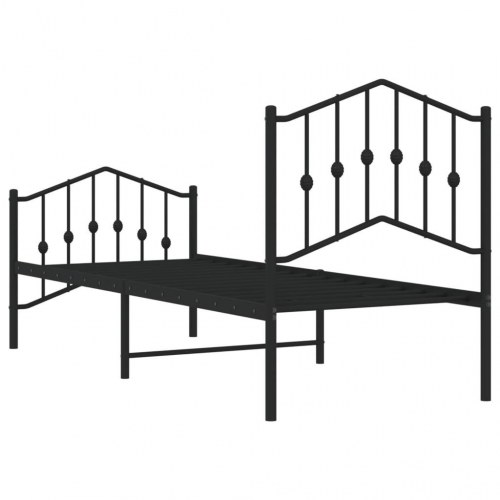 Sengeramme med gavl og fodgærde 75×190 cm - metal, sort