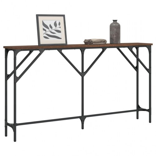 Konsolbord 140x23x75 cm konstrueret træ brun egetræ