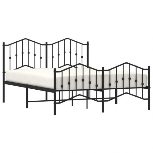 Sengeramme med sengegavl og fodgærde 140x190 cm metal sort