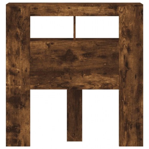 Sengegavl med LED-lys 100 × 18,5 × 103,5 cm - konstrueret træ, røget eg